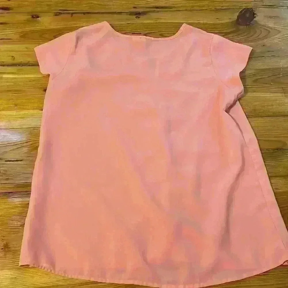 3 Short Sleeve Floral Pink & Yellow Business Casual Work Blouse Tops Size Medium - Picture 4 of 10